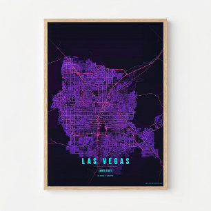 Las Vegas Neon Poster Print Nevada Map Wallart