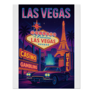 Las Vegas Neon – Retro Nightlife Travel Poster