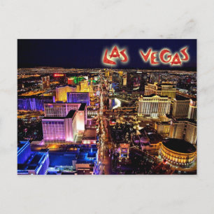 Las Vegas, Nevada at night - aerial view Postcard