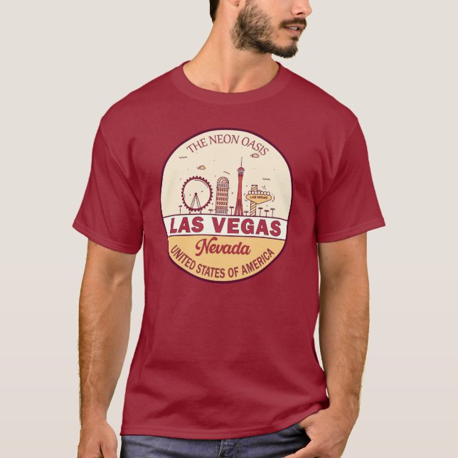 Las Vegas Nevada City Skyline Emblem T-Shirt (Front)