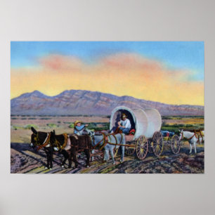 Las Vegas Nevada Desert Prospector Covered Wagon Poster