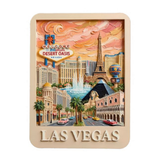 Las Vegas Nevada Impasto Vintage Travel Landmarks Magnet