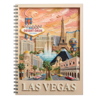 Las Vegas Nevada Impasto Vintage Travel Landmarks Notebook