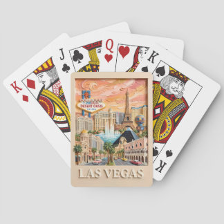 Las Vegas Nevada Impasto Vintage Travel Landmarks Playing Cards