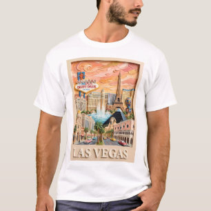 Las Vegas Nevada Impasto Vintage Travel Landmarks T-Shirt