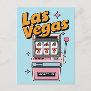 Las Vegas Nevada Retro Slot Machine Jackpot Postcard