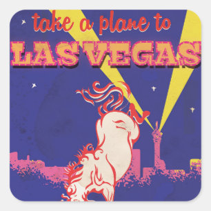 Las Vegas, Nevada retro travel poster. Square Sticker