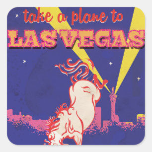 Las Vegas, Nevada retro travel poster. Square Sticker