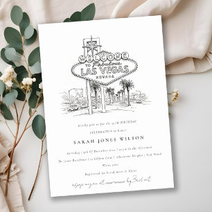 Las Vegas Nevada Sketch Landscape Birthday Invitation