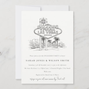 Las Vegas Nevada Sketch Landscape Engagement Invitation