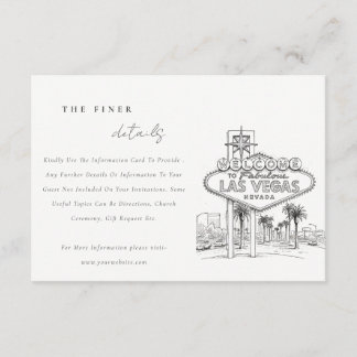 Las Vegas Nevada Sketch Landscape Wedding Detail Enclosure Card