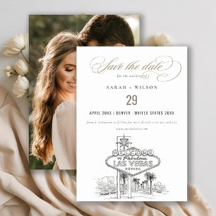 Las Vegas Nevada Sketch Landscape Wedding Photo Save The Date