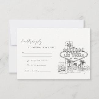 Las Vegas Nevada Sketch Landscape Wedding RSVP Card