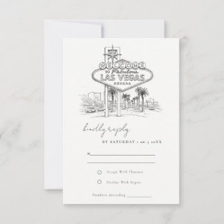 Las Vegas Nevada Sketch Landscape Wedding RSVP Card