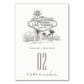Las Vegas Nevada Sketch Landscape Wedding Table Number