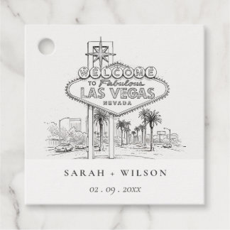 Las Vegas Nevada Sketchy Landscape Wedding Favour Tags