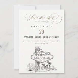 Las Vegas Nevada Sketchy Landscape Wedding Save The Date