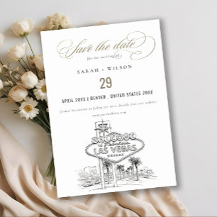 Las Vegas Nevada Sketchy Landscape Wedding Save The Date