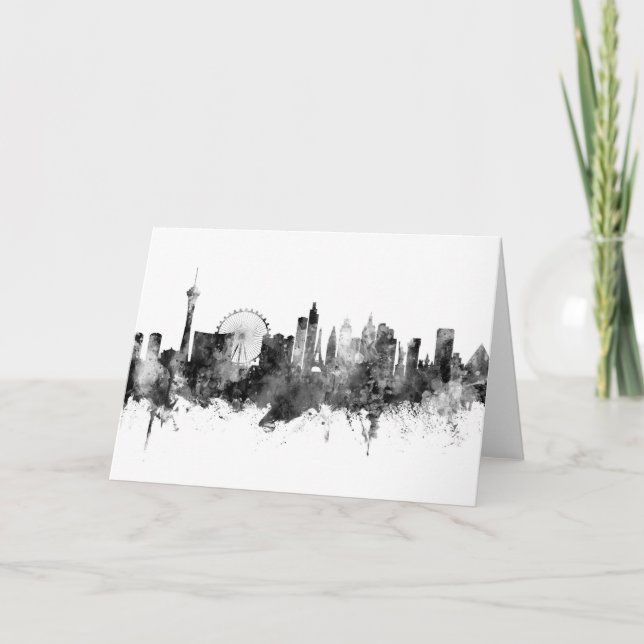 Las Vegas Nevada Skyline Black White Card (Front)
