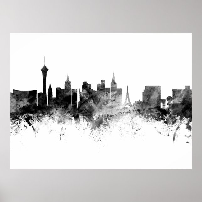 Las Vegas Nevada Skyline Black White Poster (Front)