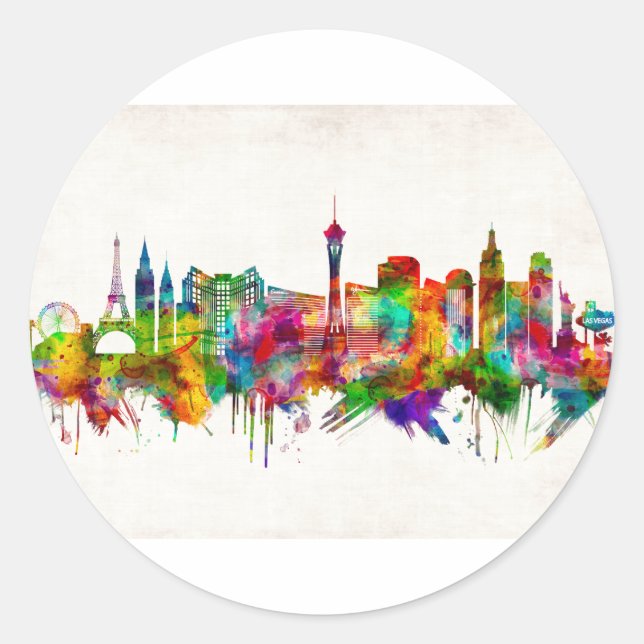 Las Vegas Nevada Skyline Classic Round Sticker (Front)