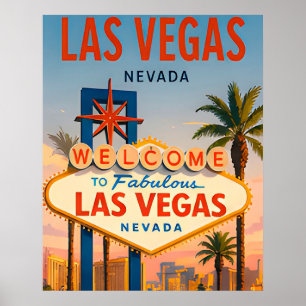 Las Vegas Nevada Skyline Desert Travel Memories Poster