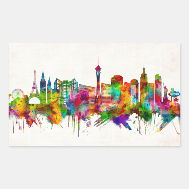 Las Vegas Nevada Skyline Rectangular Sticker (Front)