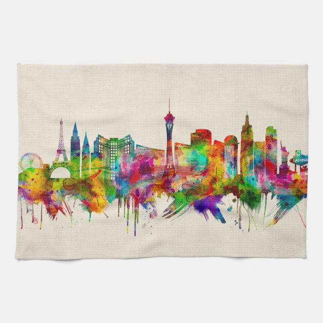 Las Vegas Nevada Skyline Tea Towel (Horizontal)