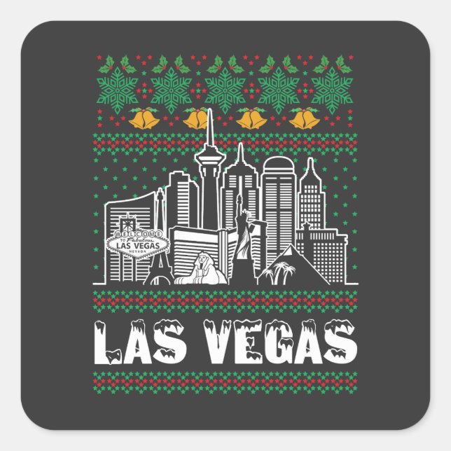 Las Vegas Nevada Ugly Christmas Square Sticker (Front)