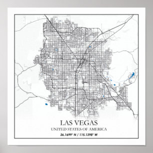 Las Vegas Nevada USA Cities Travel City Map Poster