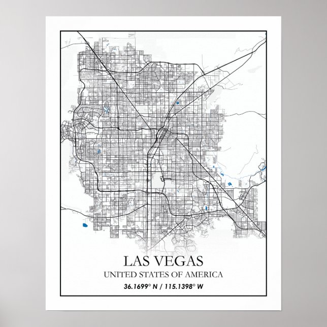 Las Vegas Nevada USA Cities Travel City Map Poster (Front)