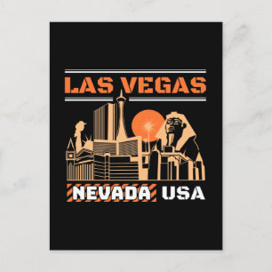 Las Vegas Nevada USA Retro Urban Skyline Design Postcard