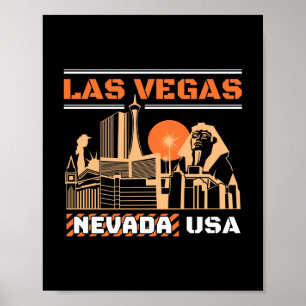 Las Vegas Nevada USA Retro Urban Skyline Design Poster