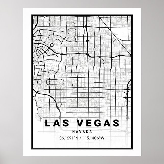 Las Vegas Nevada USA Travel City Map Poster (Front)