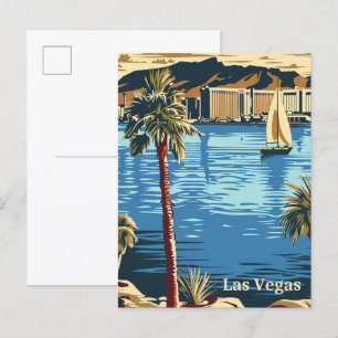 Las Vegas Nevada Vintage Retro Travel Illustration Postcard