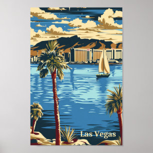 Las Vegas Nevada Vintage Retro Travel Illustration Poster