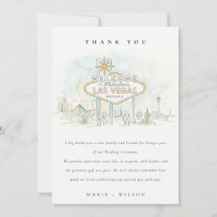 Las Vegas Nevada Watercolor Landscape Wedding Thank You Card