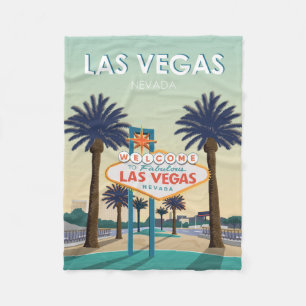Las Vegas Nevada Welcome Sign Vintage Travel Fleece Blanket