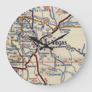 Las Vegas New Mexico Vintage Map Large Clock