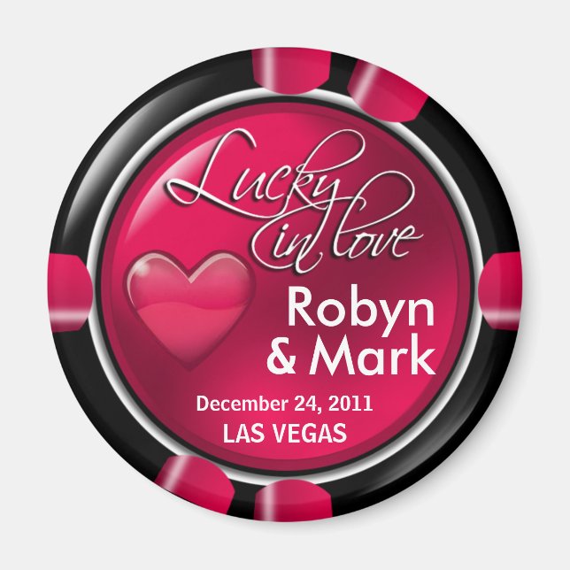 Las Vegas Newlyweds Casino Chip Magnet Favour (Front)