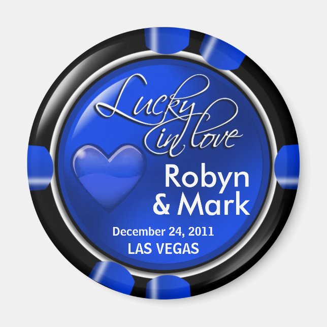 Las Vegas Newlyweds Casino Chip Magnet Favour (Front)