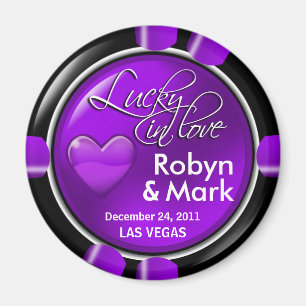 Las Vegas Newlyweds Casino Chip Magnet Favour