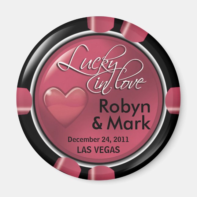 Las Vegas Newlyweds Casino Chip Magnet Favour (Front)