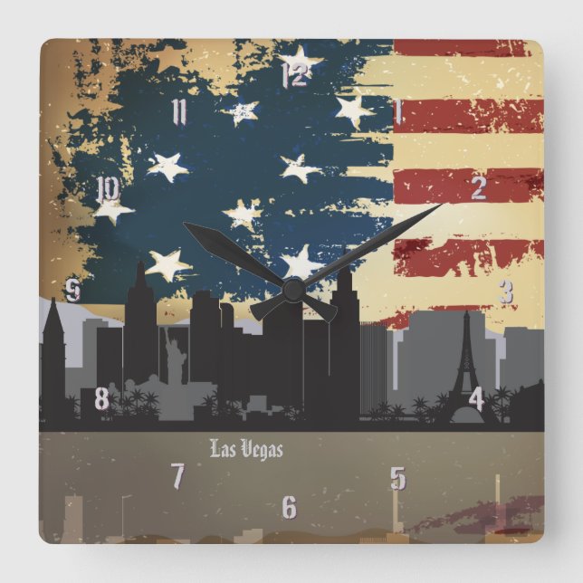 Las Vegas NV American Cities CityScape Clock (Front)