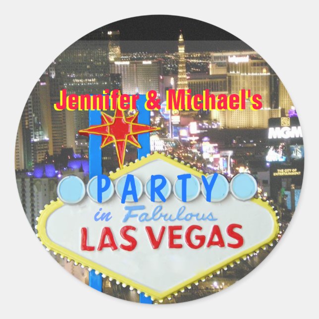 Las Vegas Party Classic Round Sticker (Front)