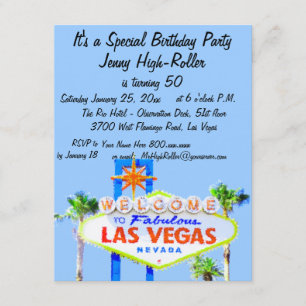 Las Vegas Party Invitation with Welcome Sign