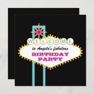 Las Vegas Party Pink Sign Invitation