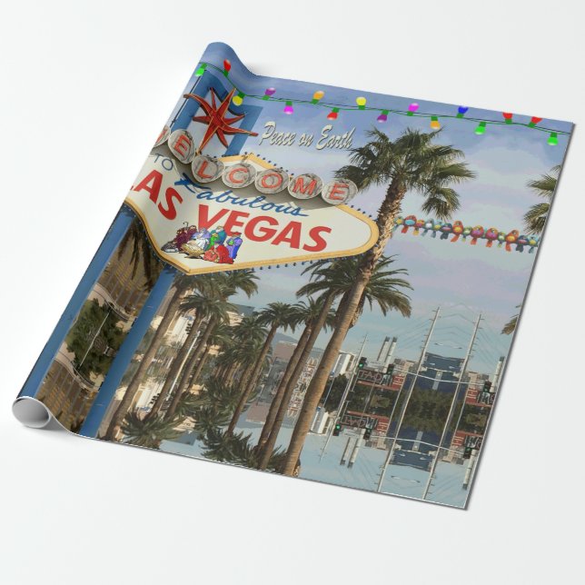 Las Vegas "Peace on Earth" Wrapping Paper (Unrolled)