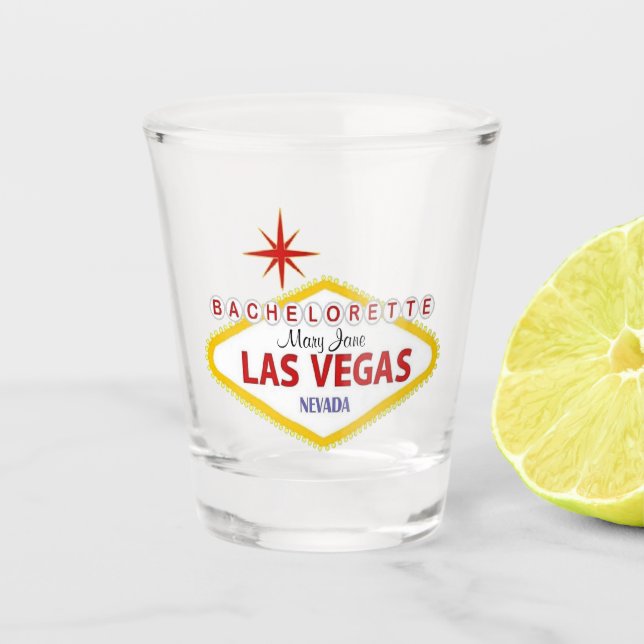 Las Vegas Personalised Bachelorette Shot glass (Front)