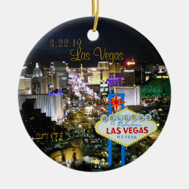 Las Vegas personalised date Holiday Ornament (Front)
